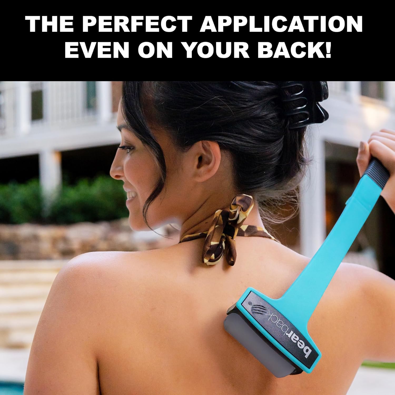 Teal Bearback Lotion Applicator for Back and Body with Folding Handle and 2 Foam Rollers - Image 5