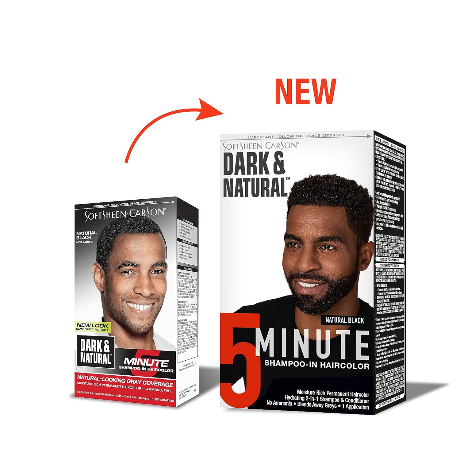 SoftSheen-Carson Dark & Natural Hair Color for Men 5 Minutes, Natural Looking Gray Coverage for Up To 6 Weeks, Shampoo-in Permanent Hair Dye, Jet Black, Ammonia Free, Natural Black - Image 2