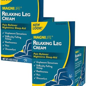 MagniLife Relaxing Leg Cream, Deep Penetrating Topical for Pain and Restless Leg Syndrome Relief, Naturally Soothe Cramping, Discomfort, and Tossing with Lavender and Magnesium - 2 Packs of 4oz