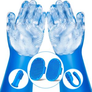 6PCS Pet Grooming Kit | Dog Washing Gloves | Dog Bath Brush | Dog Bath Gloves | Dog Shampoo Brush | Pet Grooming Gloves | Cat Bathing Supplies | Dog Bath Supplies (Navy Blue)