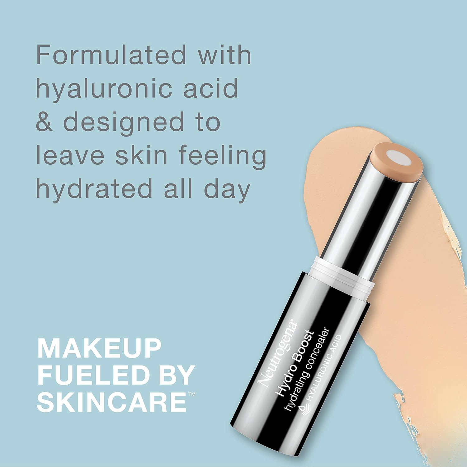 Neutrogena Hydro Boost Hydrating Concealer Stick for Dry Skin, Oil-Free, Lightweight, Non-Greasy and Non-Comedogenic Cover-Up Makeup with Hyaluronic Acid, 40 Medium, 0.12 Oz - Image 3
