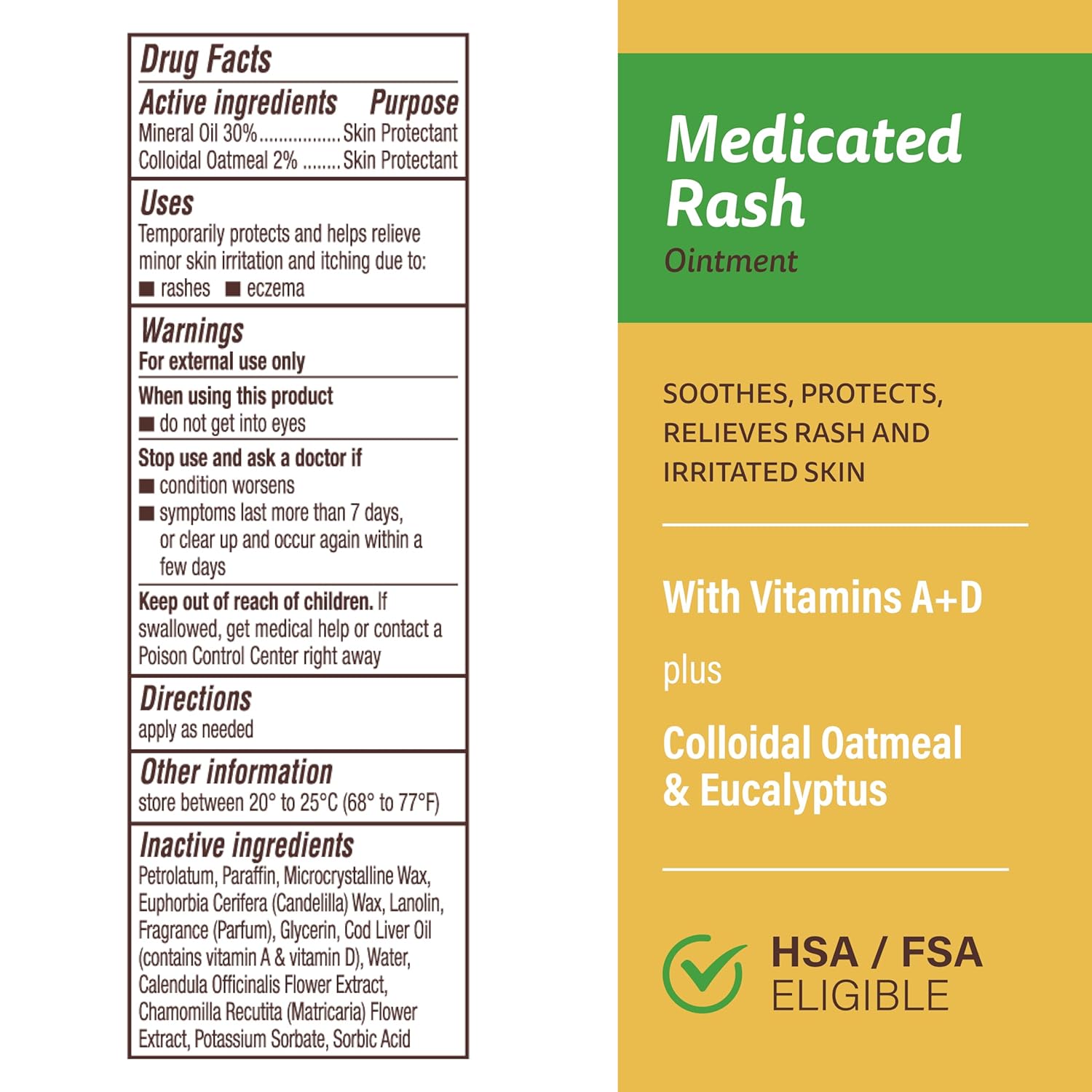 A+D Medicated Rash Ointment 1.5 oz– Relieves Rash & Skin Irritated Skin from Poison Ivy, Eczema, Beard Rash, Bikini Rash, Dry Skin, Chapped Skin, bug bites. Made with Colloidal Oatmeal - Image 2