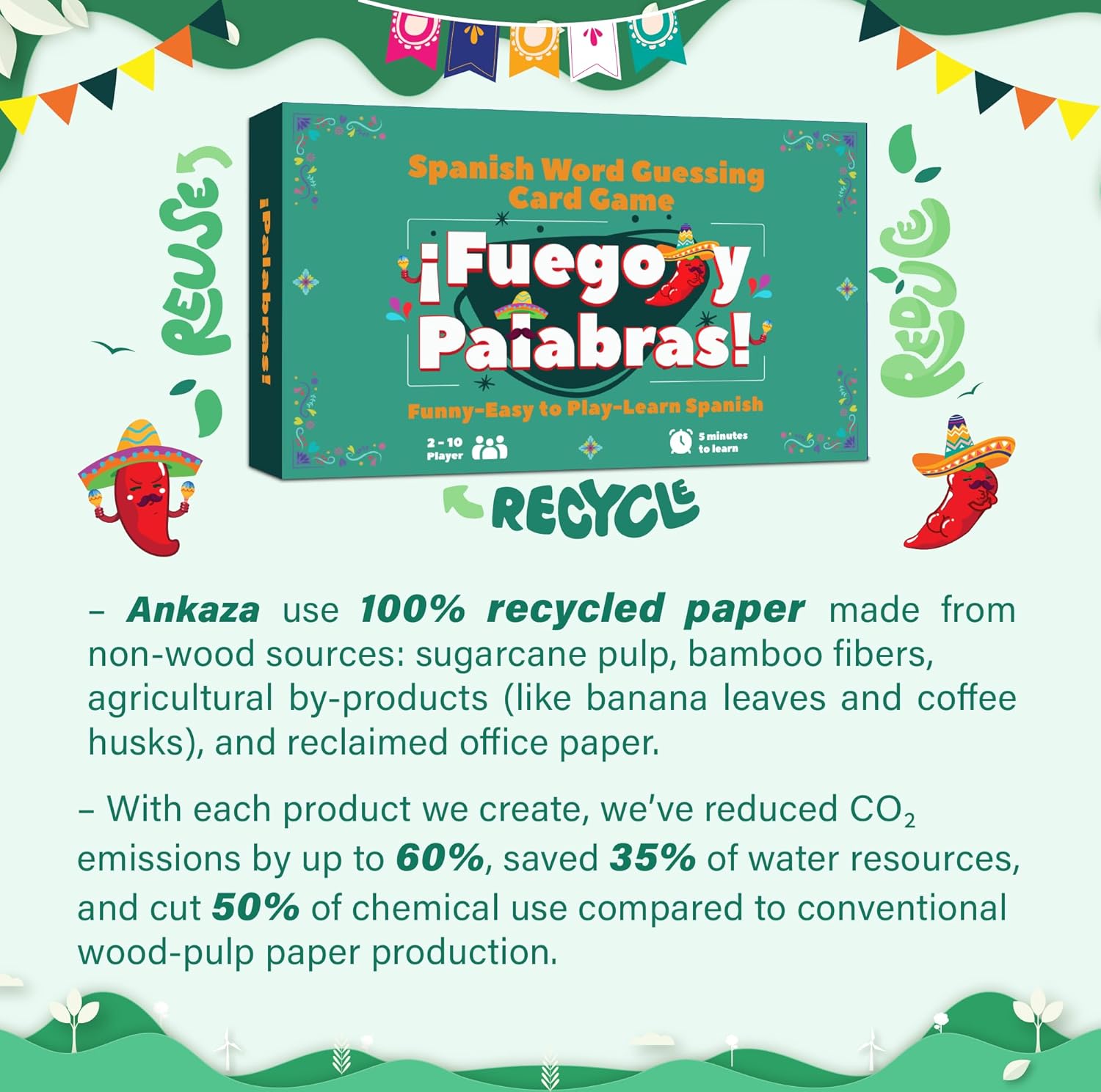 ¡Fuego y Palabras! | Spanish Charades – Spanish Keyword-Guessing Game: Acting Challenges & Learning for Everyone – Easy & Fun Bilingual Card Game – Juego de Mímica en Español. Perfect for Parties | - Image 6