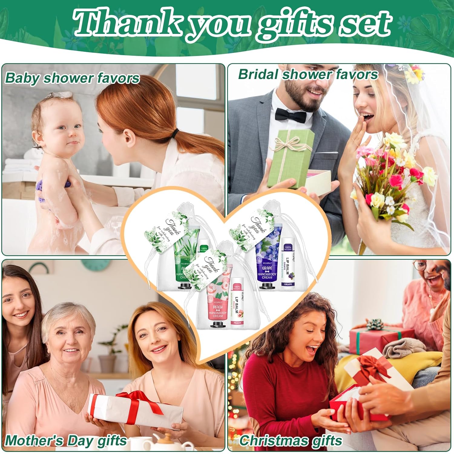50 Sets Bulk Hand Cream and Lip Balm Wedding Bridal Shower Baby Shower Favors for Guests - Image 7
