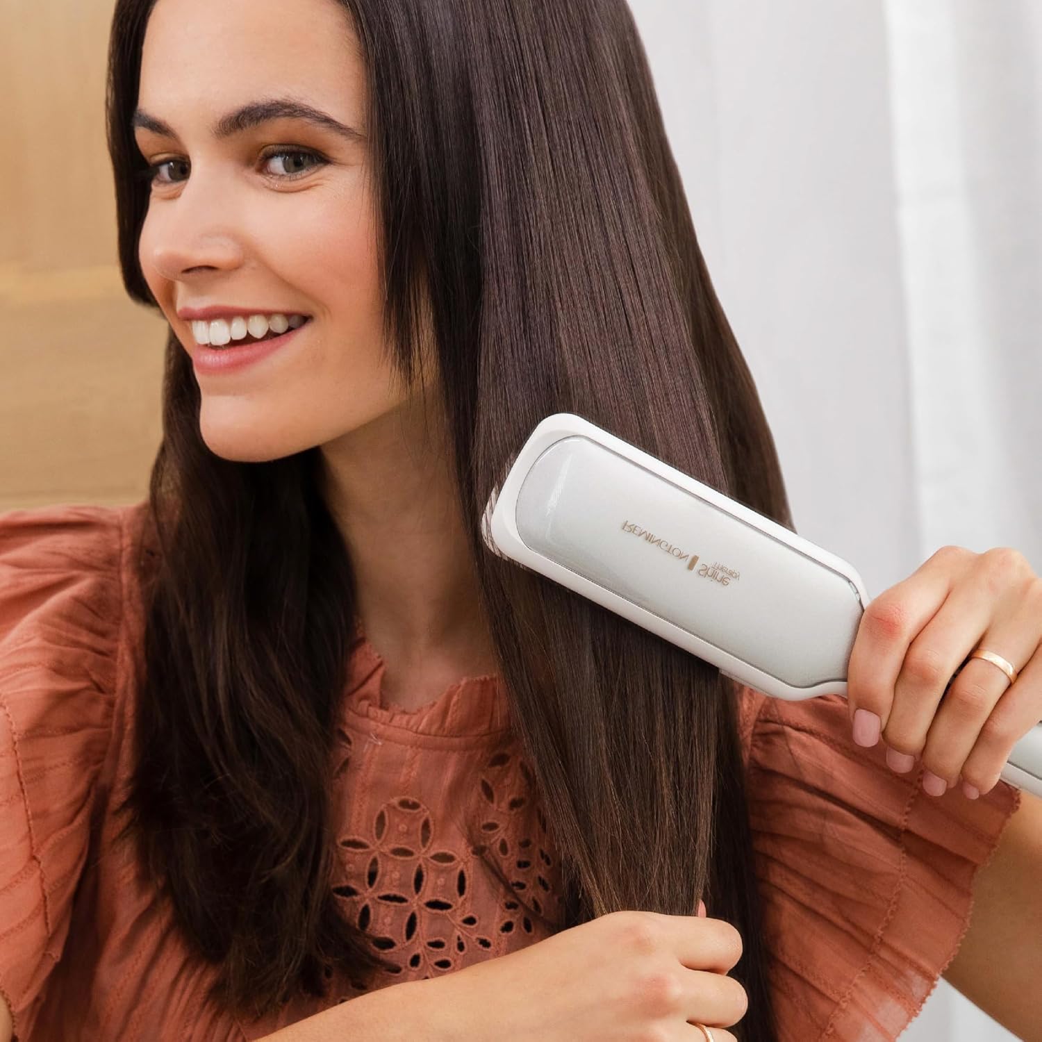 Remington Shine Therapy 2 inch Ceramic Flat Iron with Argan Oil & Keratin for Smooth, Shiny Hair - Image 4