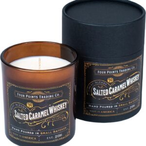 Four Points Trading Salted Caramel Whiskey Scented Candles - Vintage Americana Hand-Crafted Candles for Home Scented with Pure Fragrance for Aromatherapy, Relaxation, Room Decor Aesthetic - 8 oz