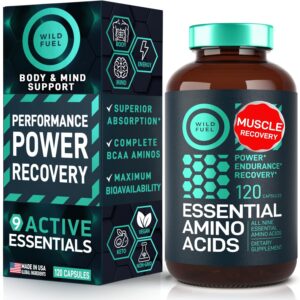 Essential Amino Acids Supplement – 3,000mg Leucine, Lysine, Isoleucine, Tryptophan Complete Complex - All 9 Best Amino Acids for Muscle Growth, Power, Recovery - 120 Vegan, Keto-Friendly BCAA Capsules