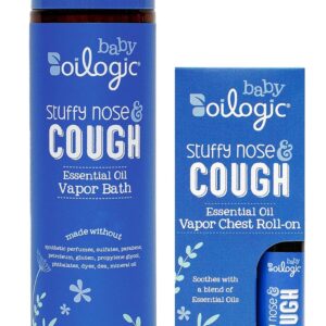 Oilogic Stuffy Nose & Cough Vapor Bath & Roll-On Essential Oil for Babies & Toddlers - Gentle Baby Bath Essentials Soothe & Comfort - Pediatrician-Tested & Safe for Babies