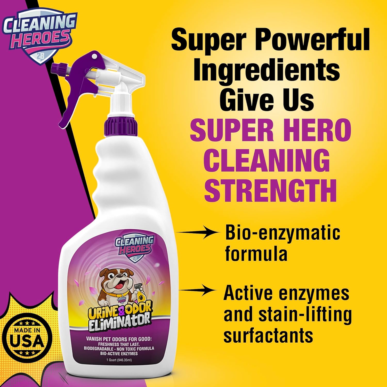 Enzyme Carpet Cleaner and Urine Odor Eliminator 32oz Spray for Cat and Dog Pee - Image 4