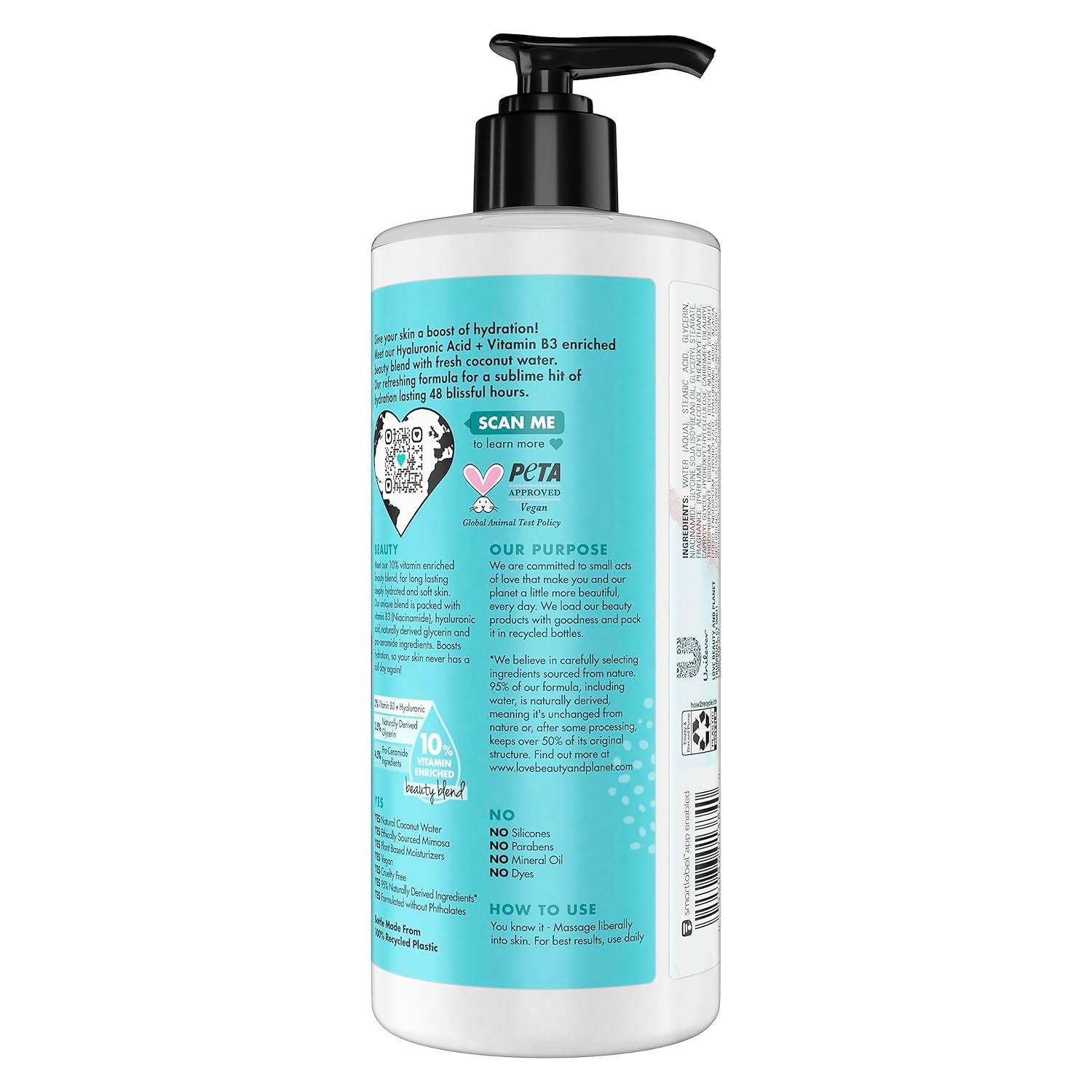 Love Beauty And Planet Lotion - Moisturizing Coconut Lotion with Hyaluronic Acid, Natural Body Lotion for Women, Dry Skin Lotion Scented with Mimosa Flower Extract, 16 Fl Oz (Pack of 2) - Image 2