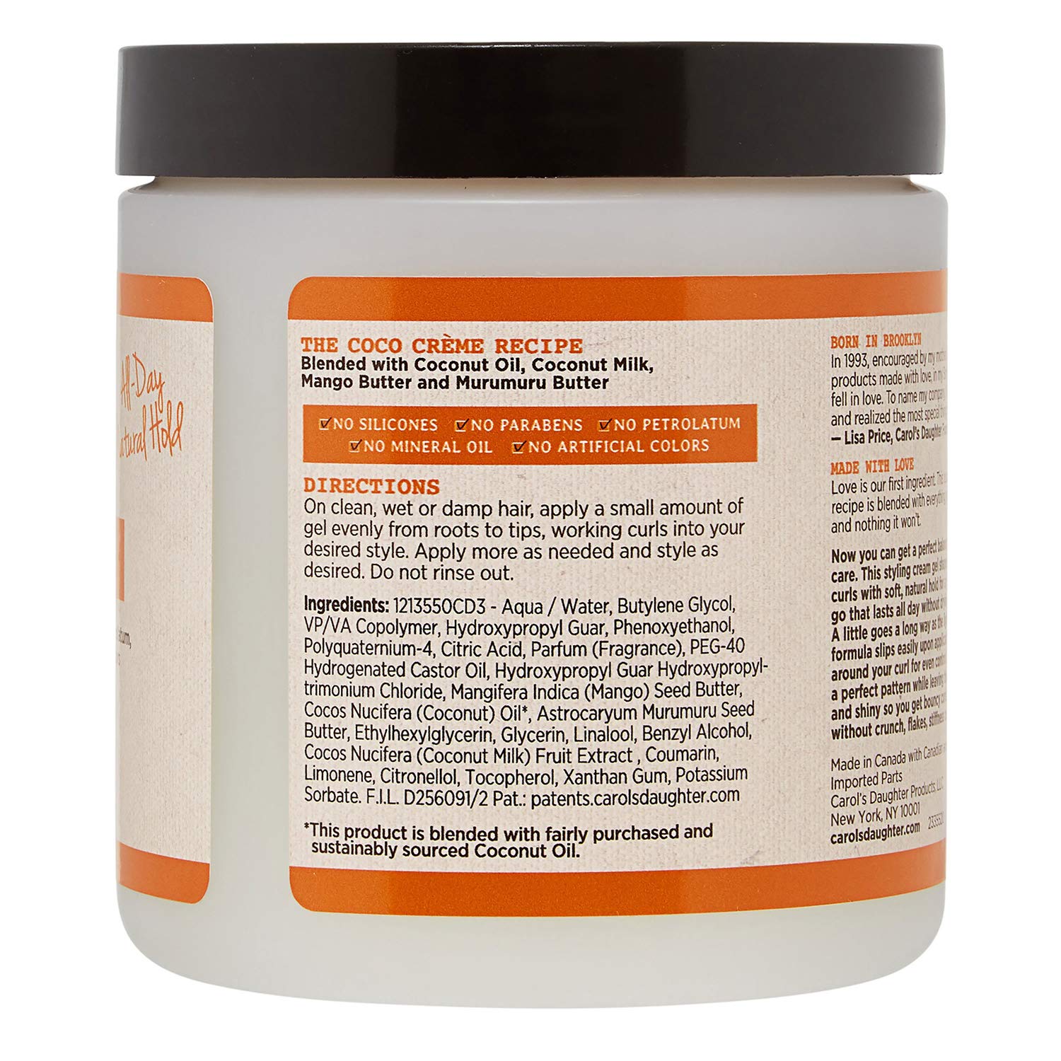 Carol's Daughter Coco Creme Curl Gel 16 Oz Coconut Oil Milk Silicone-Free - Image 2