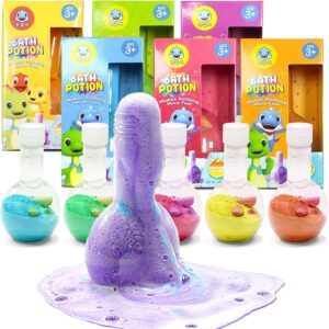 Bath Toys for Kids Potion, SWCANDY 6 Pack Fun Bath Time Bathtub Colorful Bubble Foam Boys Girls Birthday Gifts with Indoor Outdoor Scientific Magical Nontoxic Fizzes Eruption 4-8 Year Old Toddler