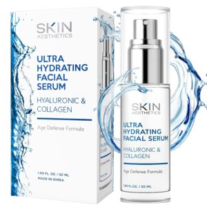 Hyaluronic Acid Serum for Face - Dermatologist Tested - with Collagen for Anti-Aging, Ultra Hydrating, Fine Lines, Wrinkles & Acne Scar Treatment - Clean Beauty, Korean Skincare