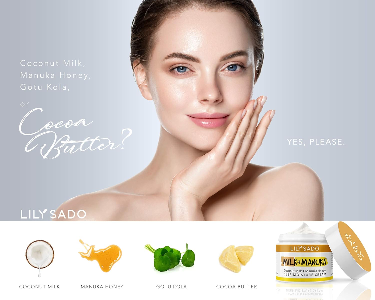 LILY SADO MILK+MANUKA™ Coconut Milk and Manuka Honey Natural Face Moisturizer - Non Greasy Organic Facial Cream with Cocoa Butter and Gotu Kola - Amazing Anti-aging Formula - Image 8