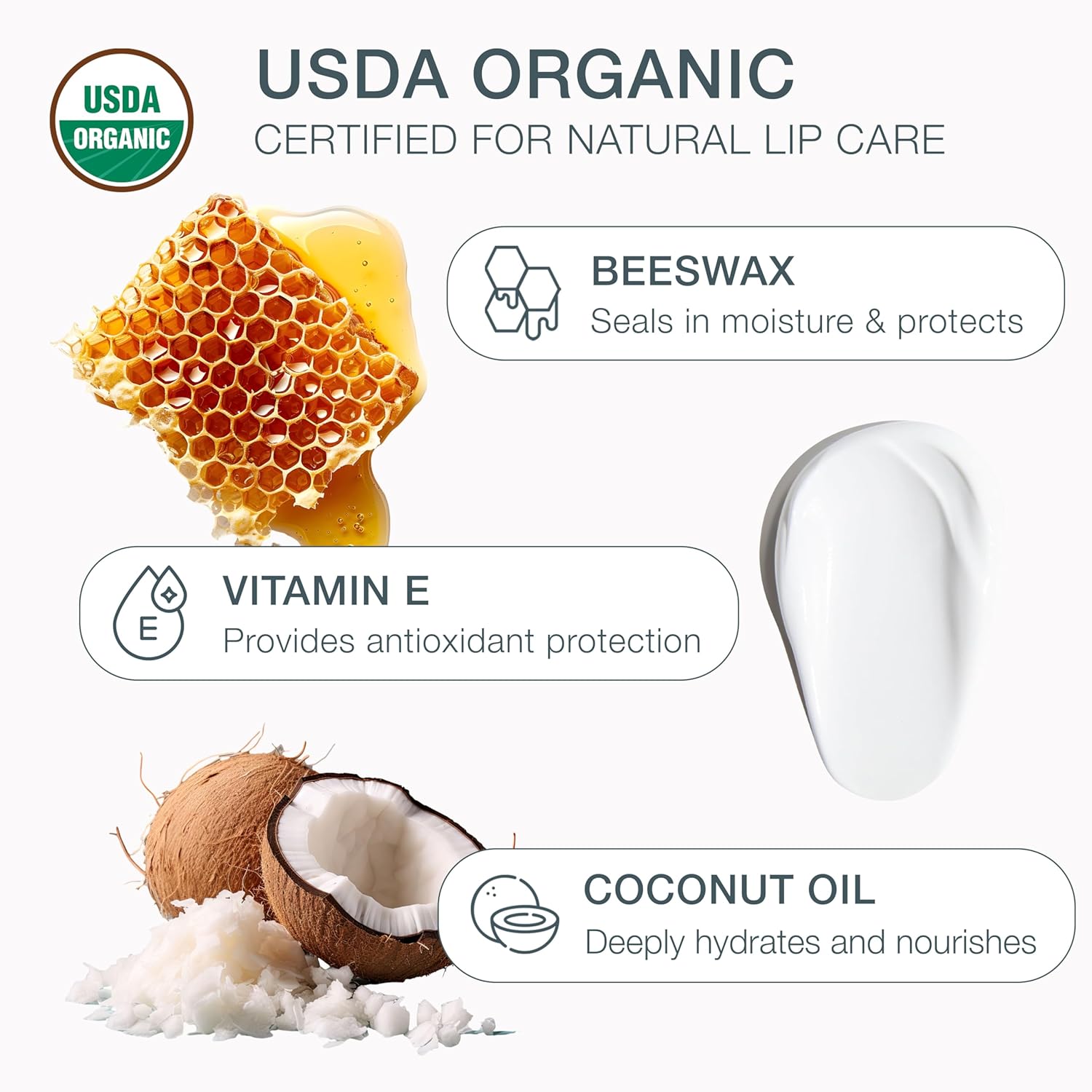 Bambalo USDA Organic Peppermint Lip Balm 4-Pack with Beeswax and Coconut Oil for Dry Lips - Image 3