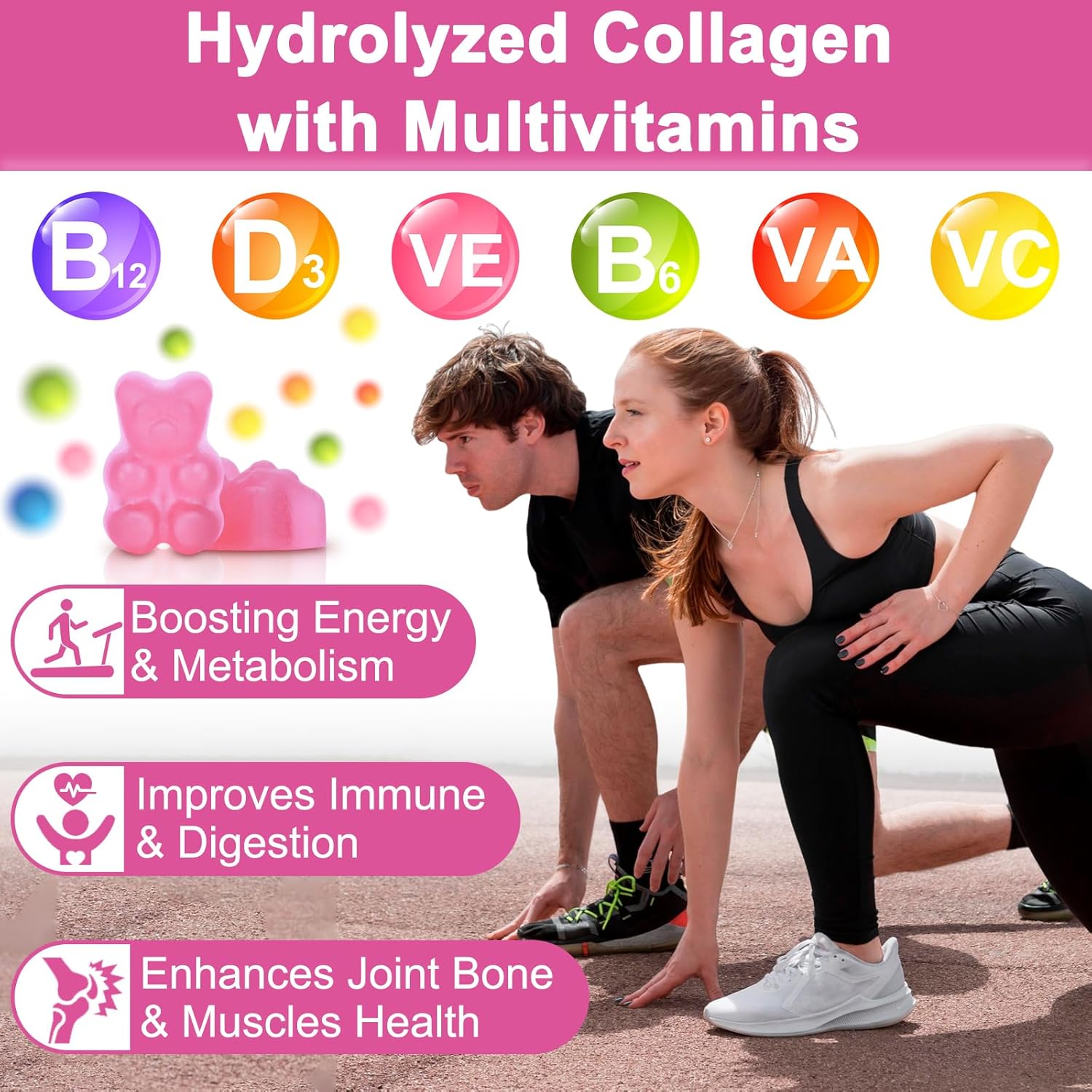 Multi Collagen Peptides Gummies, Type I, II, III, V, X - Hydrolyzed Collagen Peptides with Biotin, Hyaluronic Acid, Supports Healthy Skin, Strong Nails & Thick Hair, 60 Count, 1 Pack - Image 6