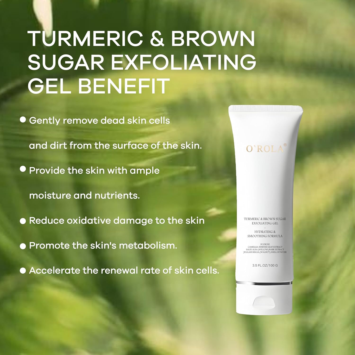 Turmeric & Brown Sugar Exfoliating Gel – Hydrating & Smoothing Face Scrub with Camellia Leaf, Walnut Shell & Willow Bark | Gentle Exfoliator for Dull Skin, 3.5 Fl Oz (100g) - Image 5