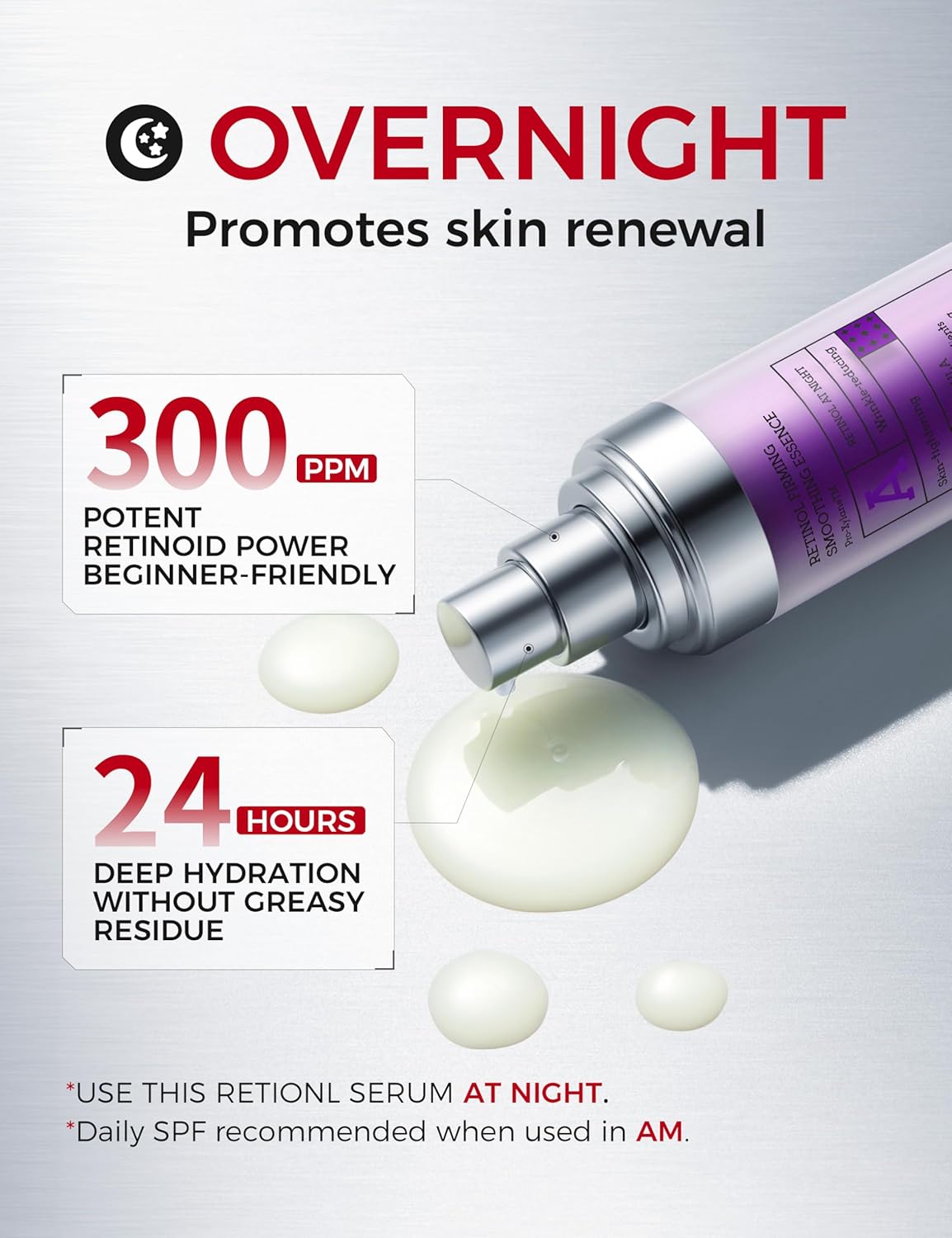 Firming and Hydrating Retinol Serum with Peptides, 300PPM Retinol, 1.01 fl oz - Image 3