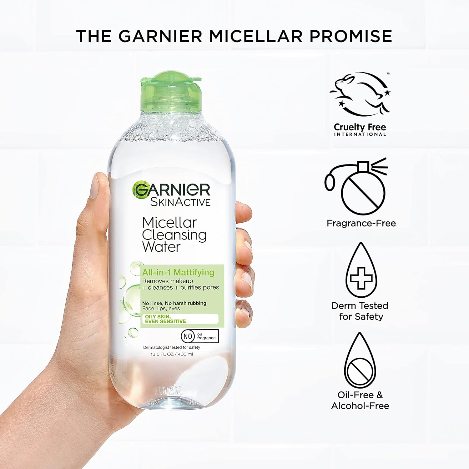 Garnier Mattifying Micellar Water for Oily & All Skin Types, Vegan Cruelty-Free Makeup Remover, 13.5 Fl Oz (400mL), 2 Count Pack - Image 6