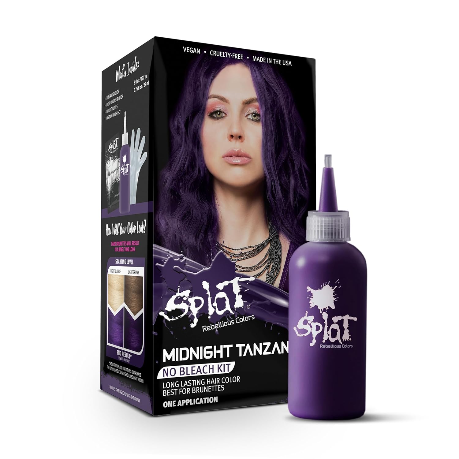 Splat | Midnight Complete Kit | Hair Dye | Semi-Permanent | Long Lasting | Vegan and Cruelty-Free (Midnight Tanzanite)
