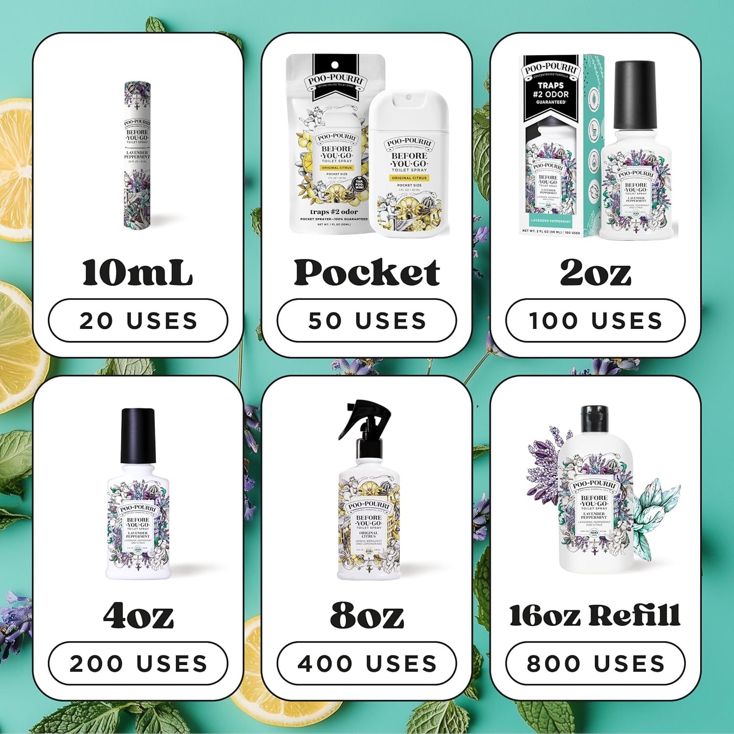 Poo-Pourri Before-You-Go Toilet Spray, Lavender Peppermint, 2 Fl Oz - Lavender, Peppermint and Citrus - Image 9