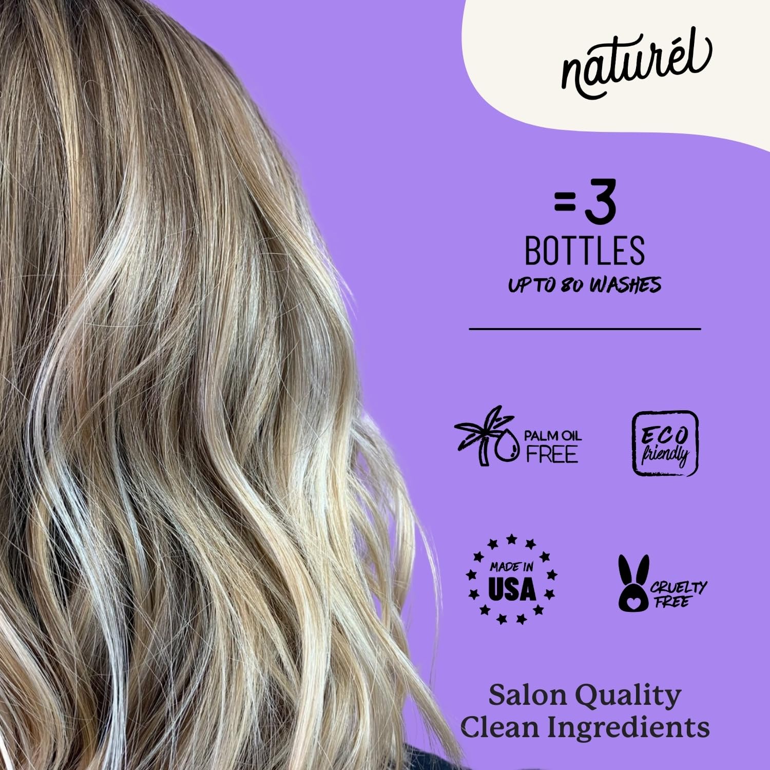 Naturel Toning Purple Shampoo and Conditioner Bar Set with Biotin for Blonde or Grey Hair, Shampoo Bar and Conditioner Bar for Blonde or Grey Hair, Vegan and Cruelty Free, Zero Waste, Made in USA - Image 4