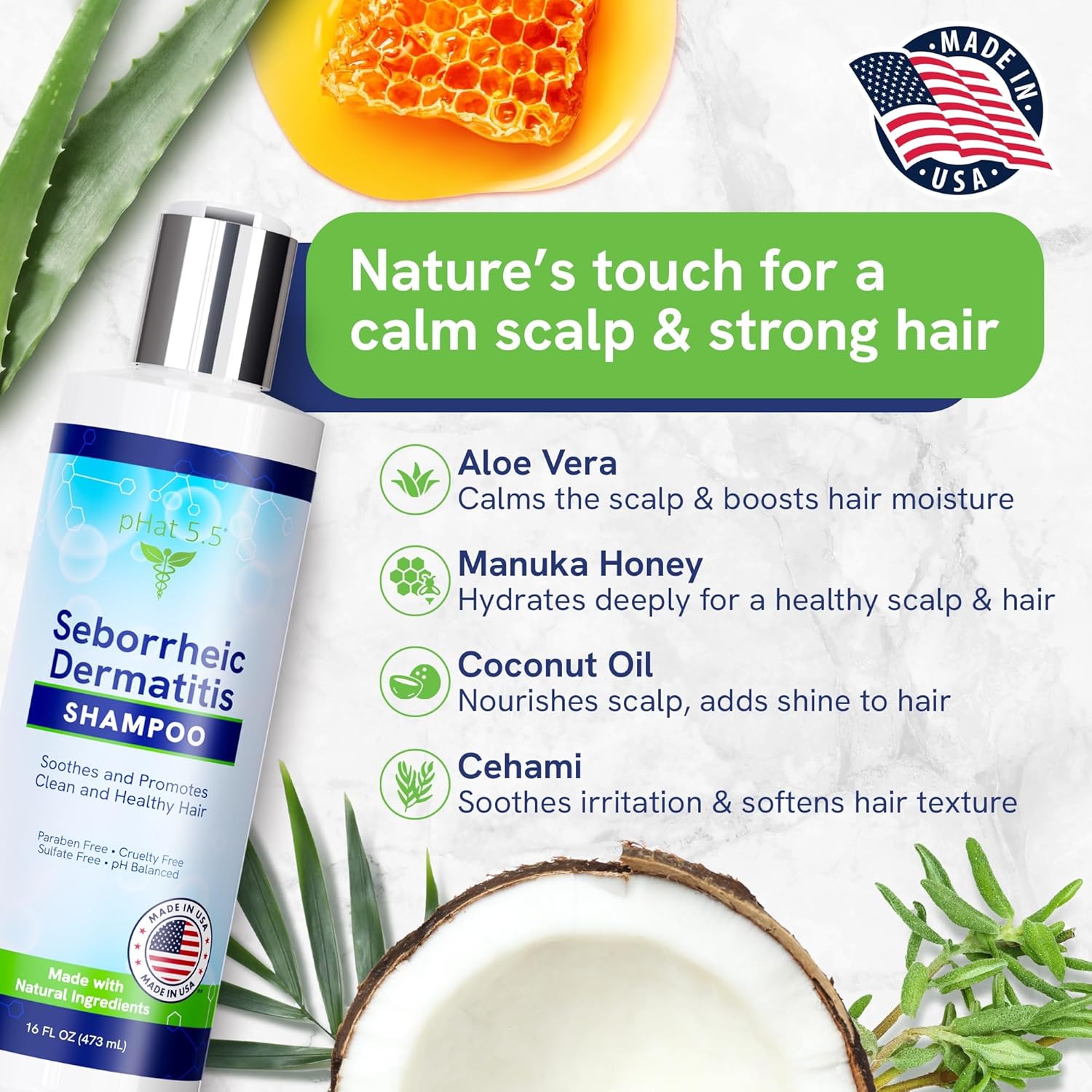 PHat 5.5 Sulfate-Free Shampoo 16oz for Dry Itchy Scalp and Seborrheic Dermatitis Relief - Image 3