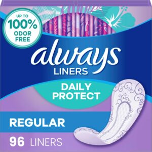Always Daily Protect Liners, Regular Length, Unscented, 96 Count