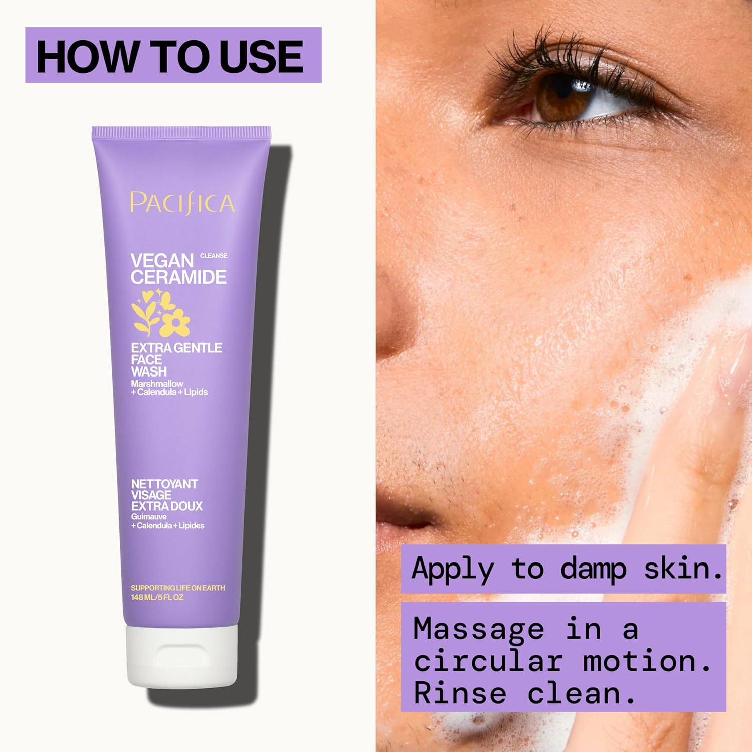Pacifica Face Wash for Sensitive Skin Facial Cleanser Vegan Ceramide Barrier Repair Extra Gentle for Daily Fragrance Free for Sensitive Skin, Clean Beauty, Vegan & Cruelty-Free Dermatologist Tested - Image 11
