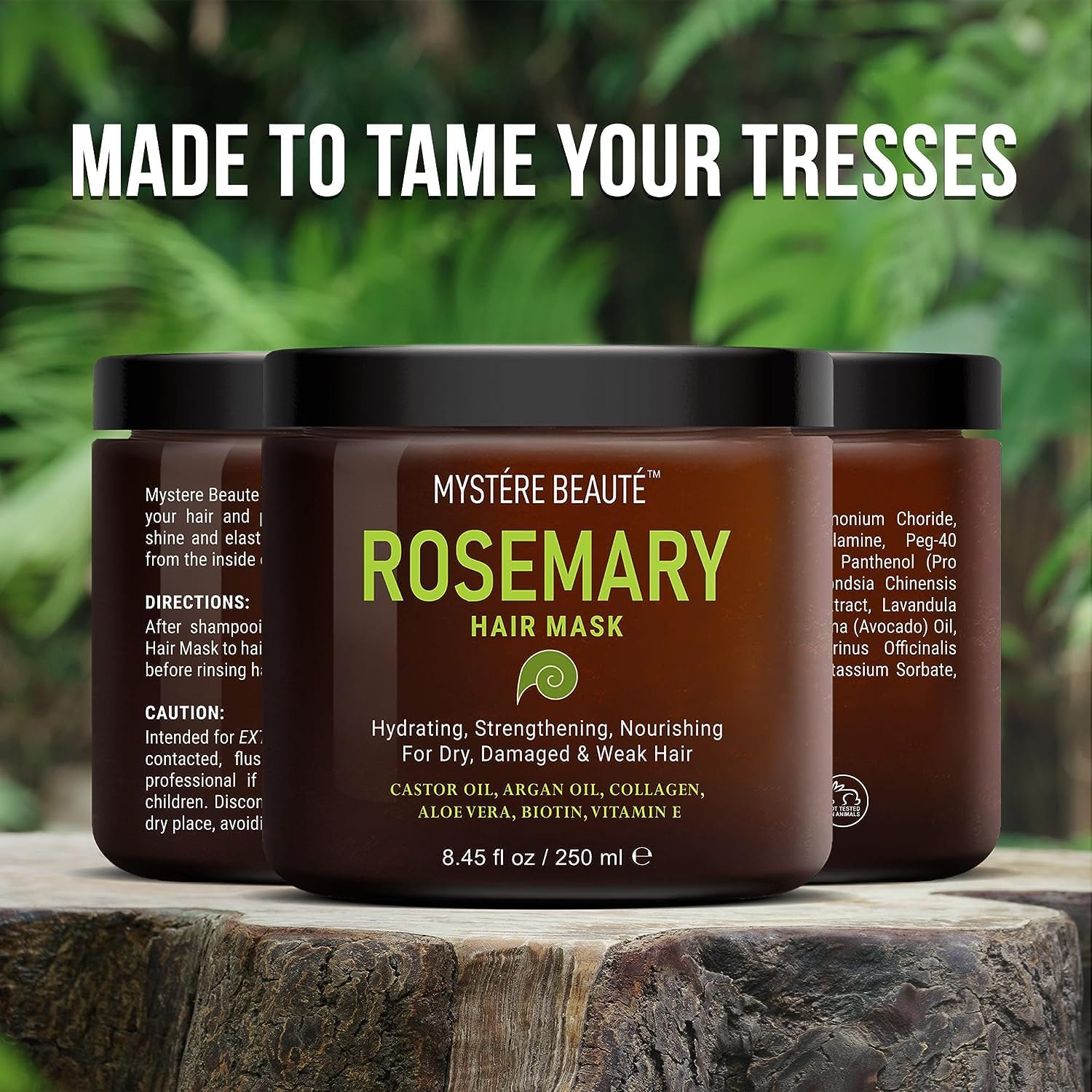 Rosemary Deep Conditioning Hair Mask for Dry Damaged Hair and Growth with Collagen Argan Oil - Rosemary Oil Leave in Conditioner aceite de romero puro y natural 8.5 fl oz x 2 Pack - Image 3