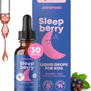 SleepBerry Liquid Melatonin for Kids - Natural Sleep Aid with Elderberry and Vitamin D - Boosts Immune System While They Sleep (1 Fl oz)