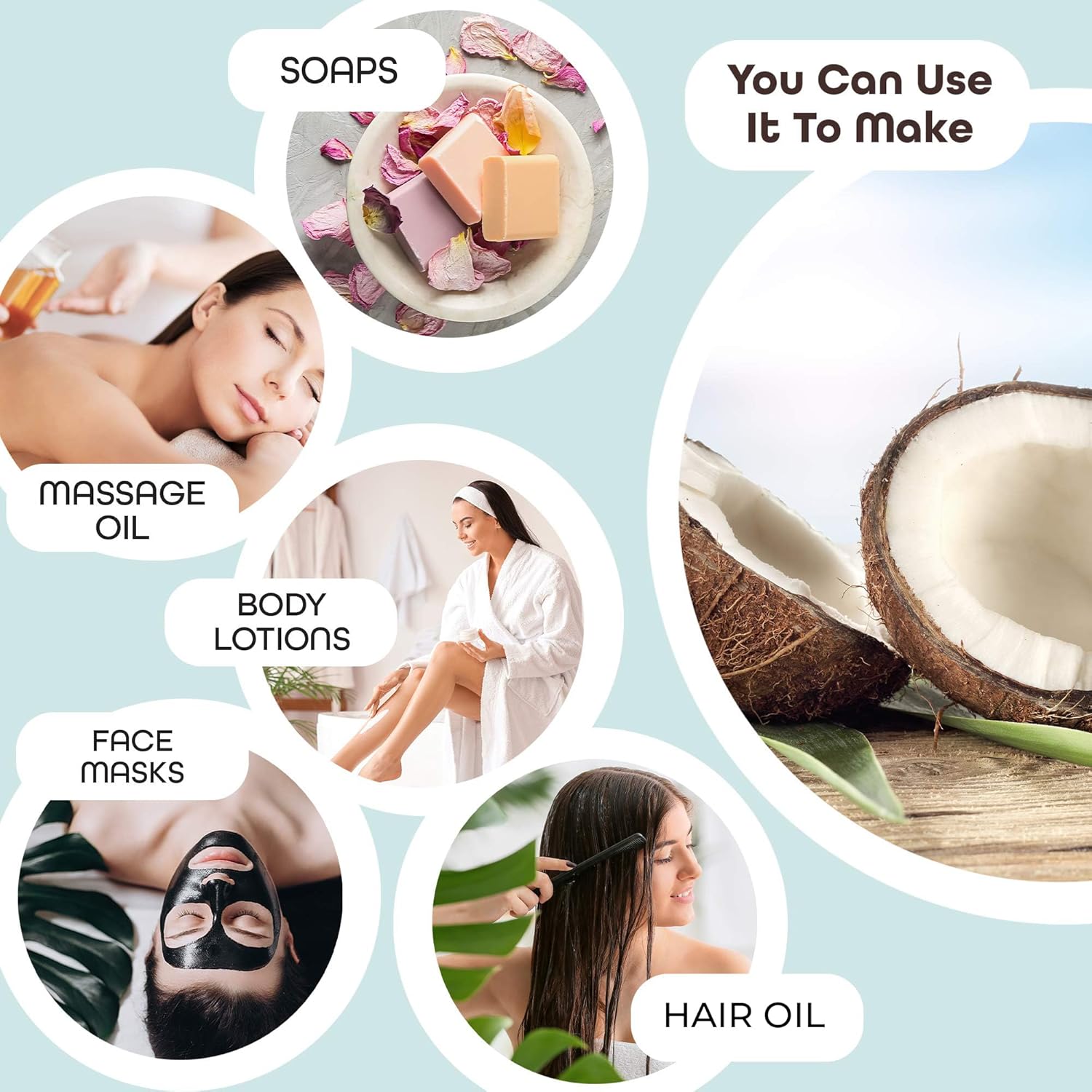 Fractionated Coconut Oil for Massage Cold Pressed Best Carrier for Essential Oils Mixing for Women Dry Skin Moisturizer for Body and Hair 1 Gallon Bottle Bulk Size - Image 7