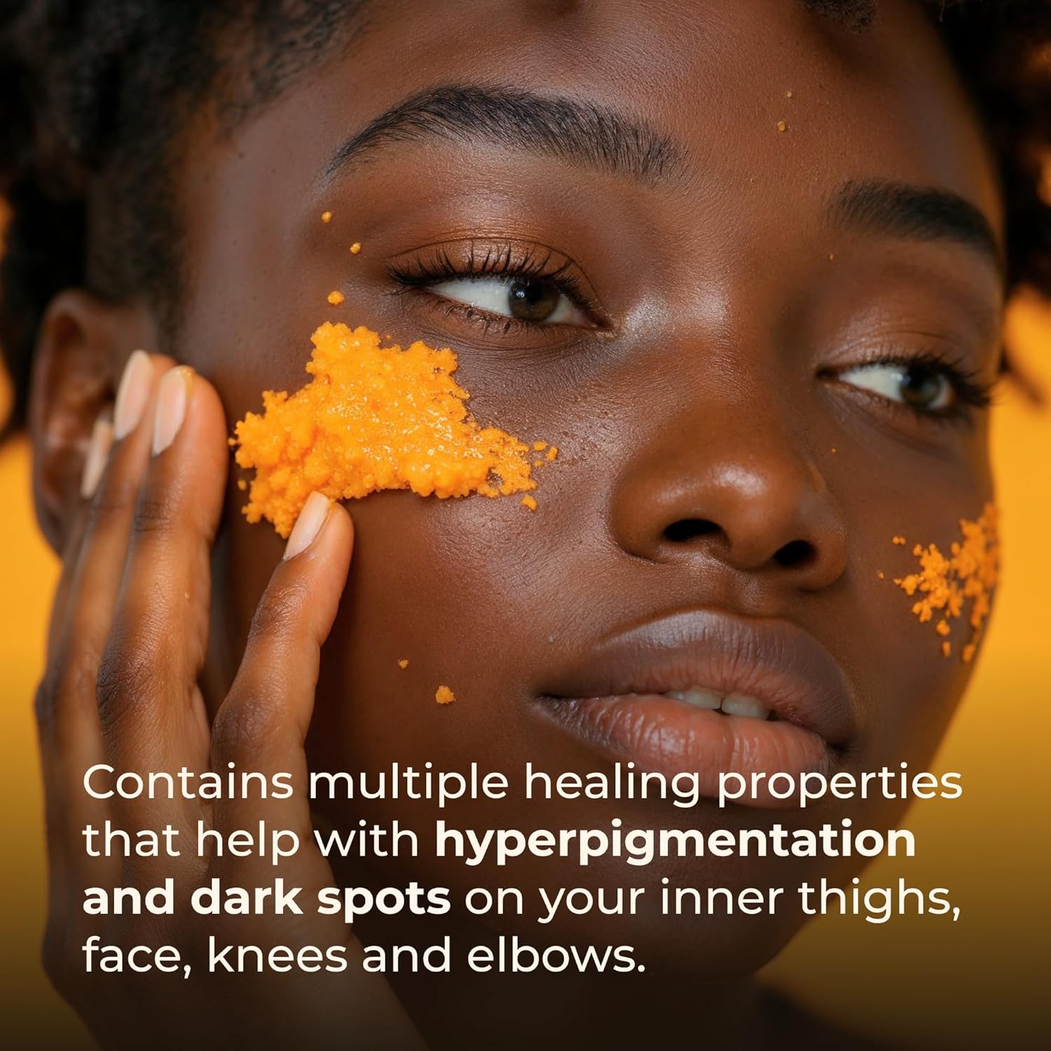GLO Melanin Turmeric Scrub for Dark Spots, Brightening Inner Thighs Bikini Area Underarms, Natural Exfoliating Face - Image 4