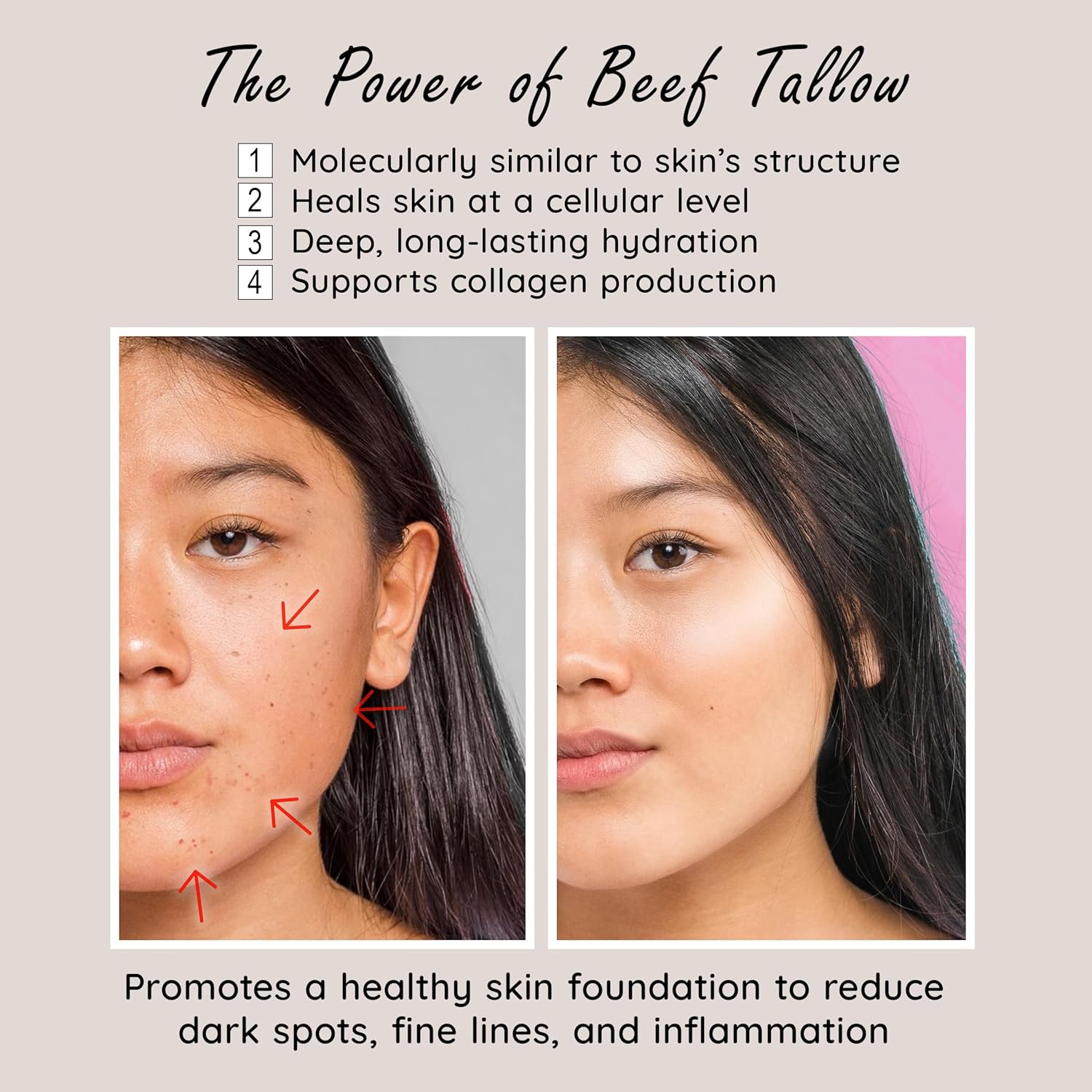 Whipped Milky Beef Tallow For Skin & Face | Made in USA | 100% Grass-Fed with All-Natural Organic Oils, Dewy Finish Beef Tallow Balm Moisturizer - For Normal to Oily Skin, Tangerine 2oz - Image 4