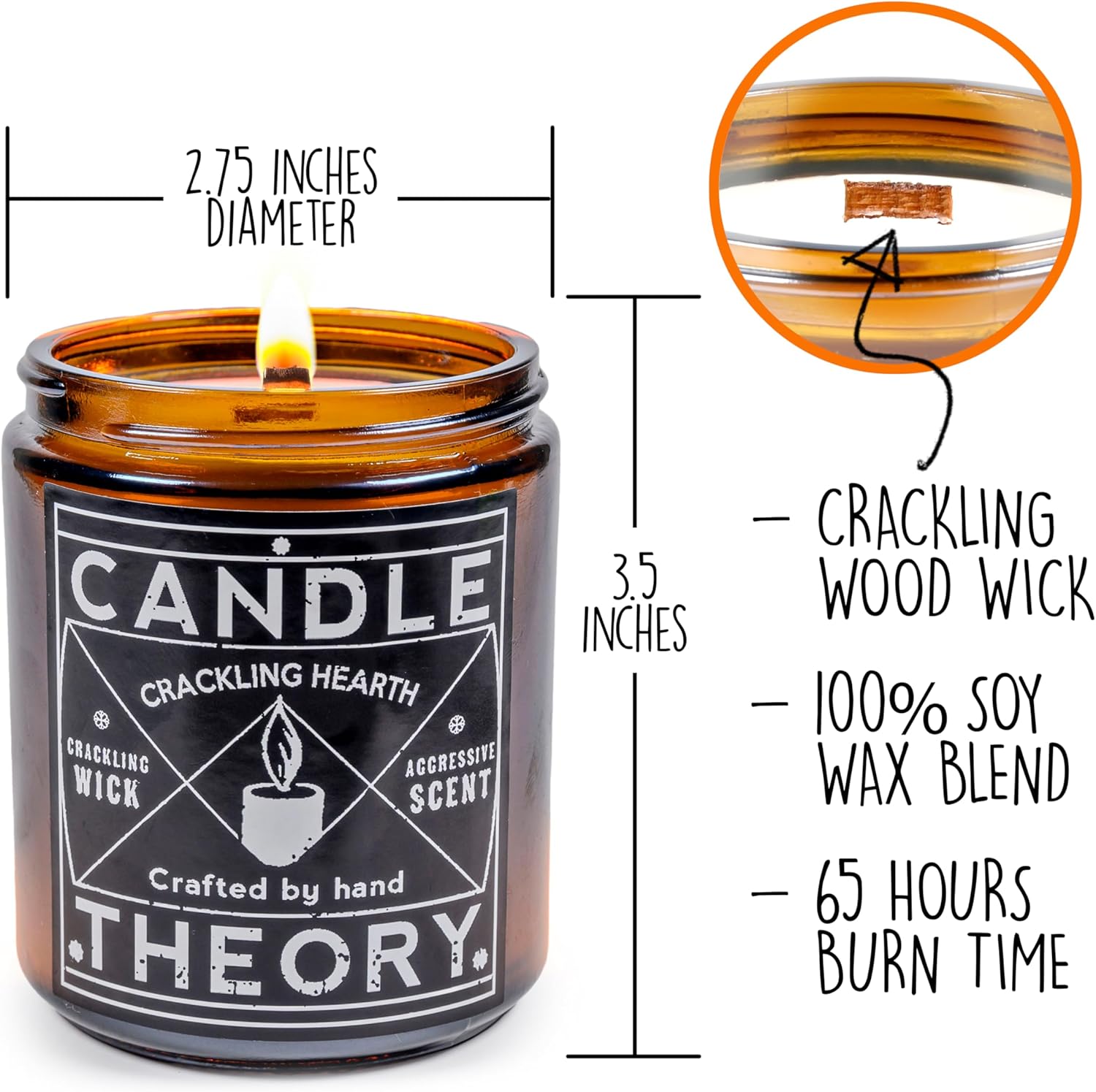 Candle Theory Crackling Hearth Scented Candle for Men - 7.6 Ounce, Bedroom & Home Fragrance - Image 3