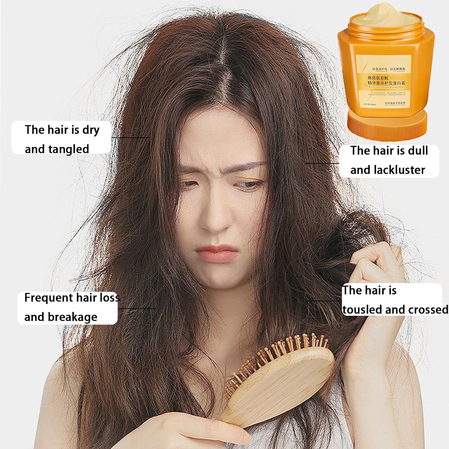Convictioni Amino Acid Essence Luxury Nourishing Hair Protein Cream,Fleessential Hair Protein Cream,500ml Repairing Essence Hair Mask,Hair Repair Cream for Dry Damaged Hair (1Pc) - Image 2