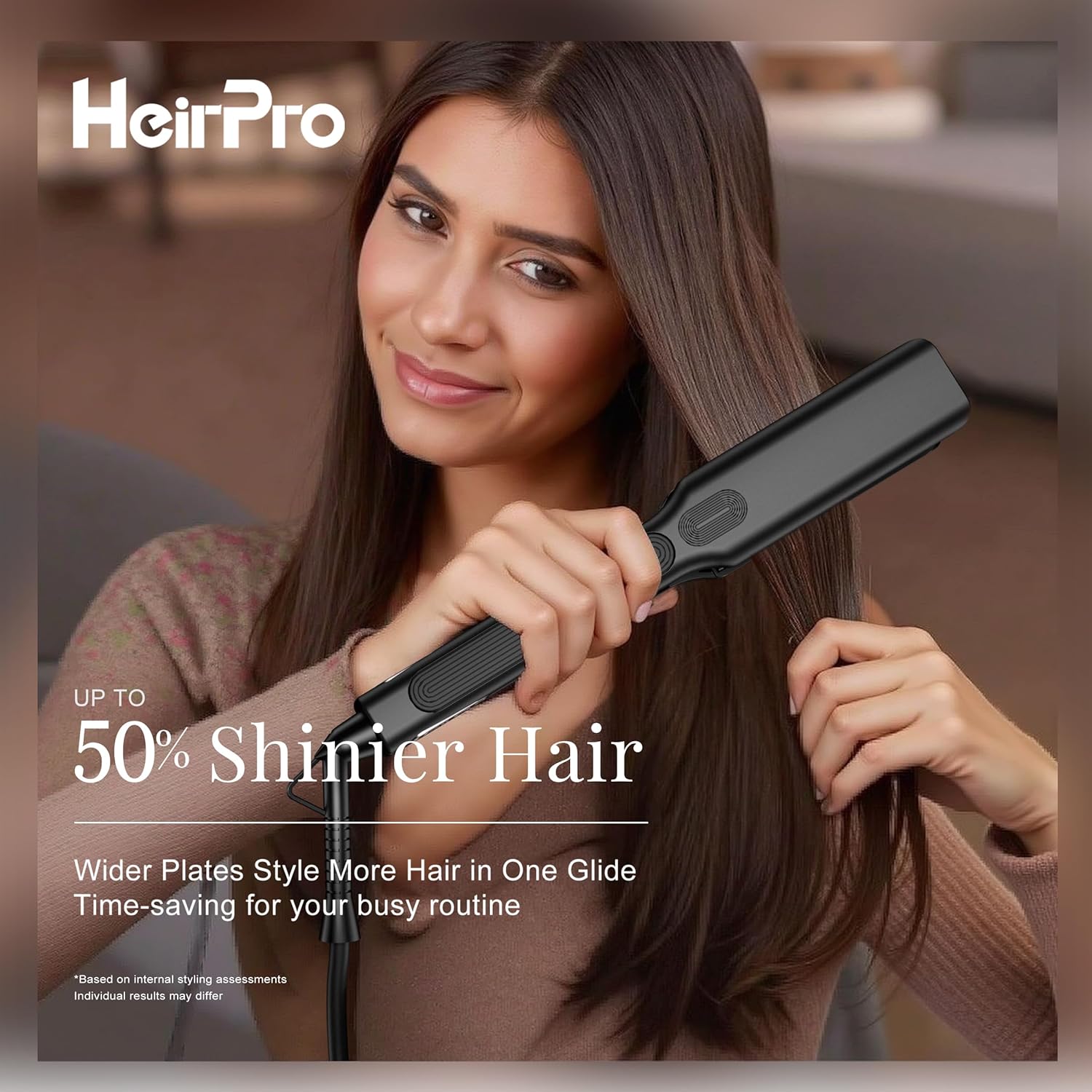 1.5 Inch Ceramic Hair Straightener Flat Iron 3D Floating Plate 15 Heat Settings LCD Display Dual Voltage - Image 2