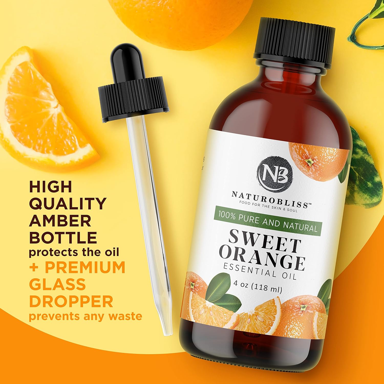 NaturoBliss 100% Pure Sweet Orange Essential Oil 4 fl. Oz for Aromatherapy with Glass Dropper - Image 7