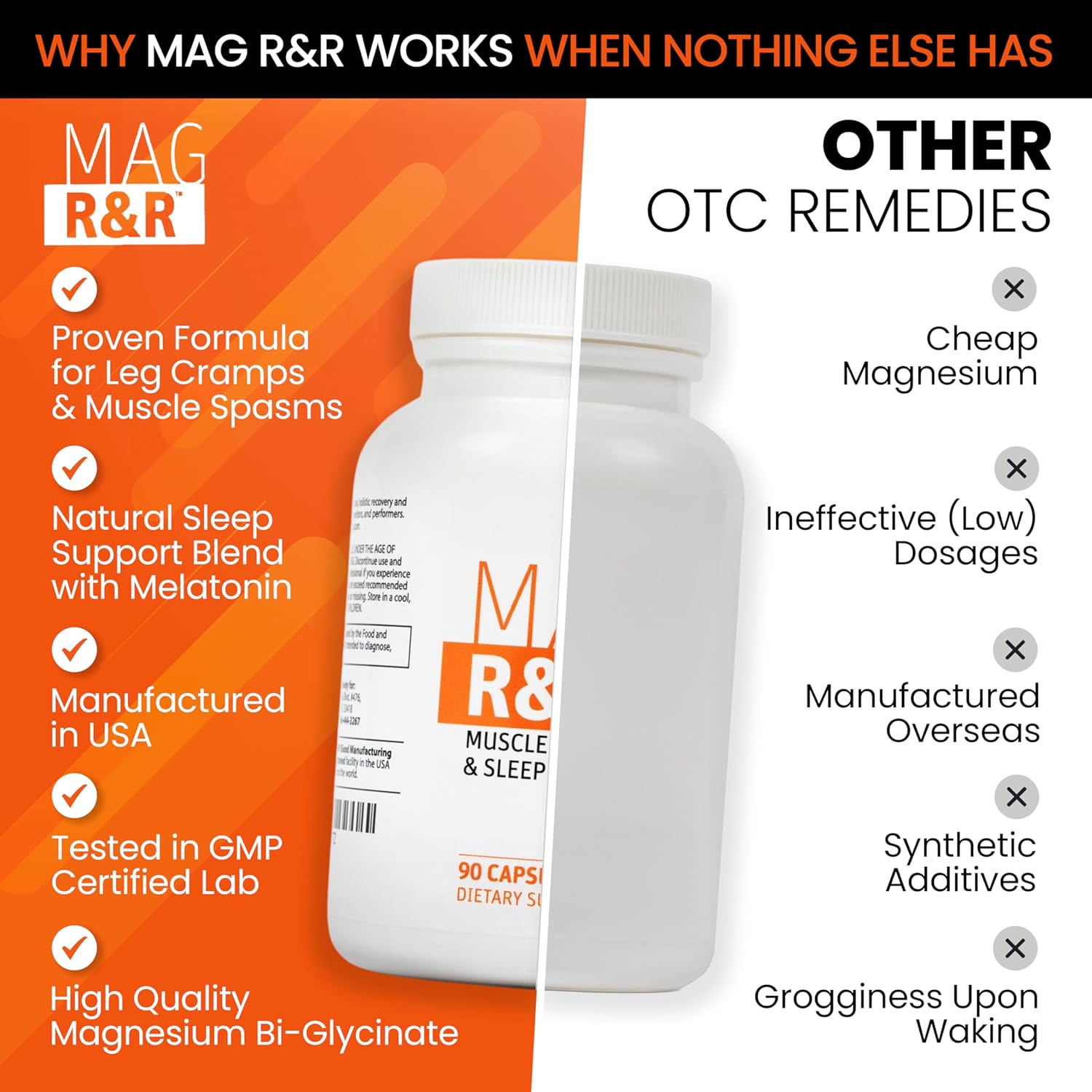 SaltWrap Mag R&R - Nighttime Muscle Cramps Support, Natural Sleep Support for Adults with Magnesium Glycinate for Muscle Spasm and Leg Cramps Relief, 90 Capsules - Image 6