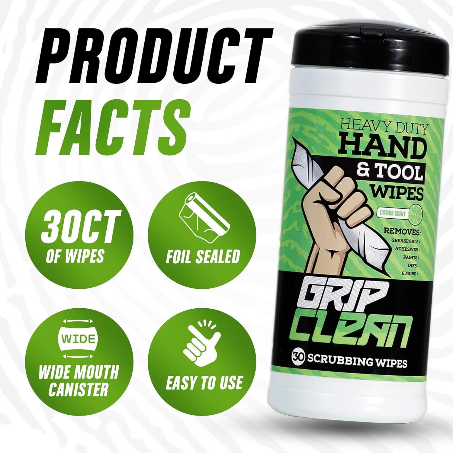 Grip Clean Heavy Duty Hand Cleaner Kit with Soap, Wipes, Cream, and Brush - Image 3