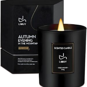 Premium Smoke & Vanilla Candles,Black Scented Candles for Men,Aromatherapy for Relaxation,Gifts for Men,Long Lasting with 50 Hour Burn Time,Made with Soy,8oz