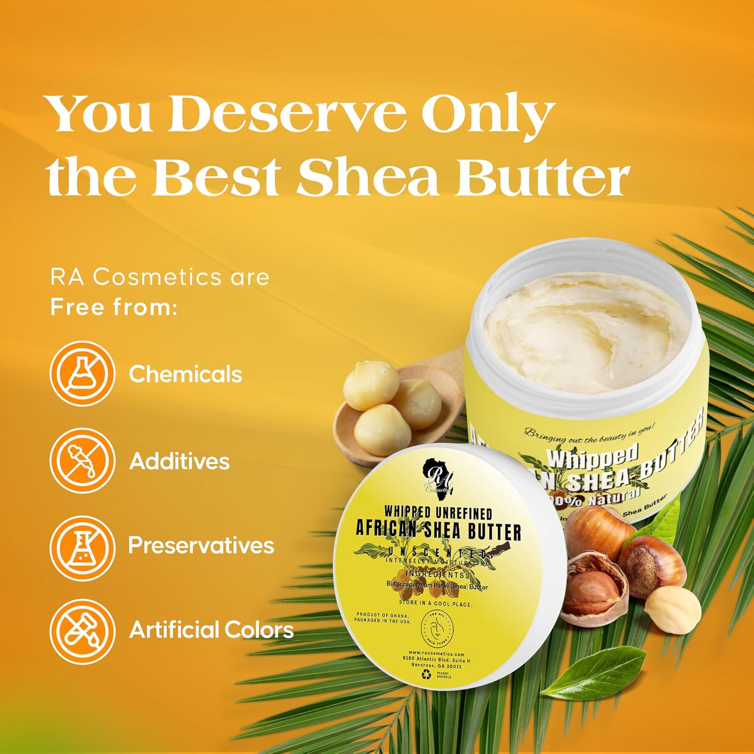RA Cosmetics 12oz Unscented Pure Shea Butter 100% Natural Moisturizer for Skin and Hair - Image 6
