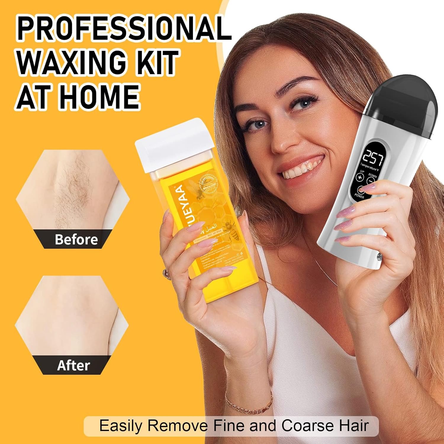 Digital Roll on Wax Kit, Wax Roller Kit for Hair Removal, Waxing Kit for Women, At Home Hair Removal Kit for Larger Areas of the Body, Great Gifts for Women - Image 4