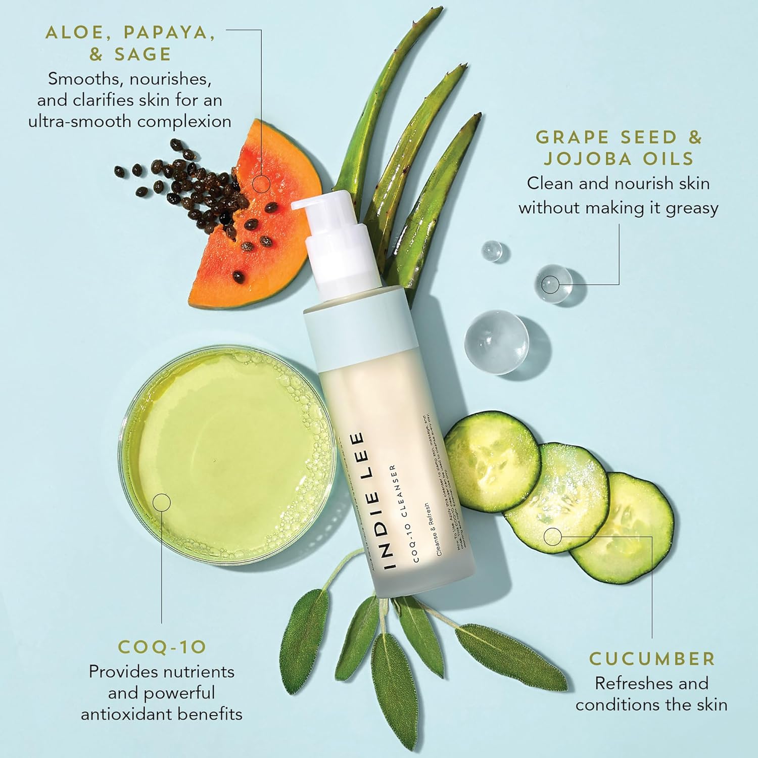 Indie Lee Coq10 Cream to Milk Facial Cleanser 125 Fl Oz with Grape Seed Jojoba Aloe - Image 4