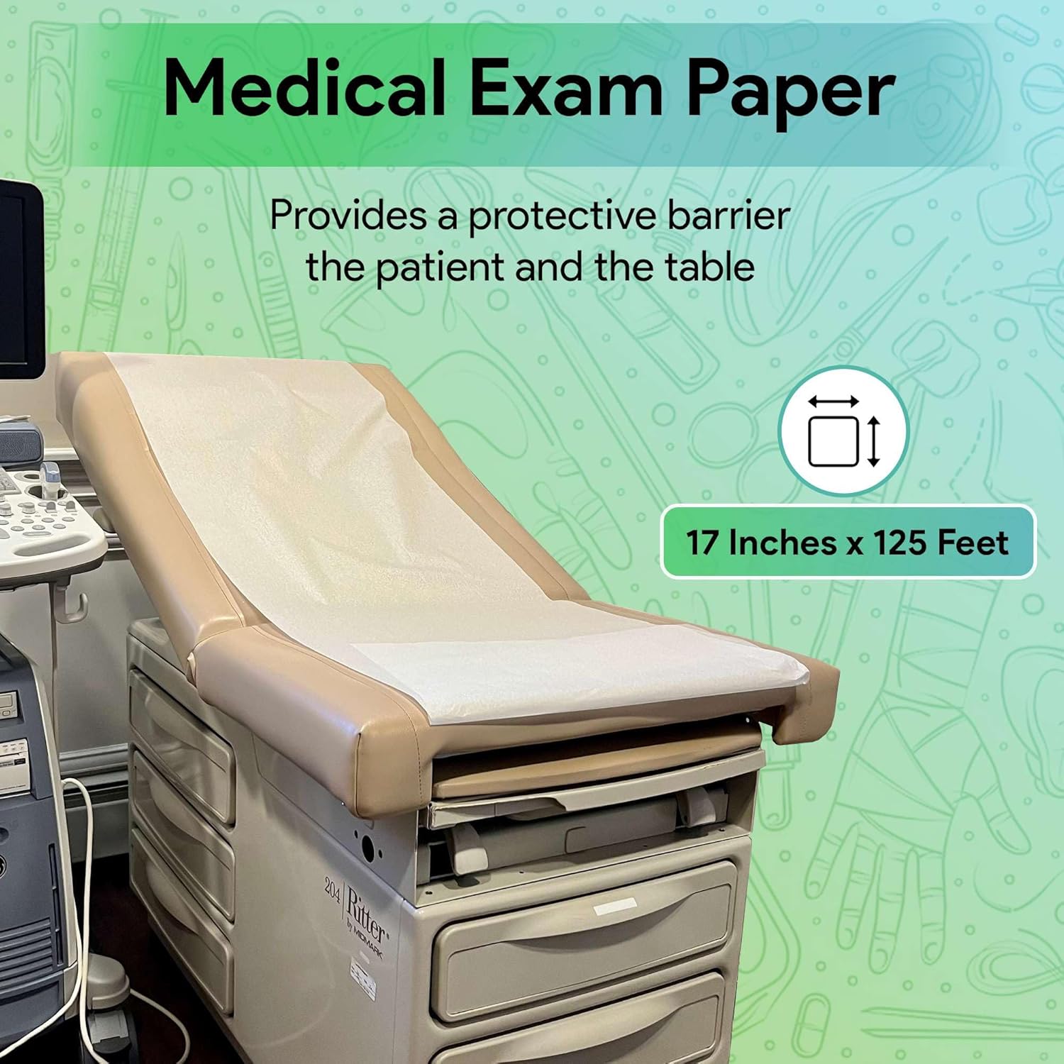 Medical Exam Table Paper 17"x125 Feet - 1 Roll of Disposable White Table Paper Rolls for Doctor's Offices, Chiropractors, and More - Latex Free Bed Sheet - Image 2