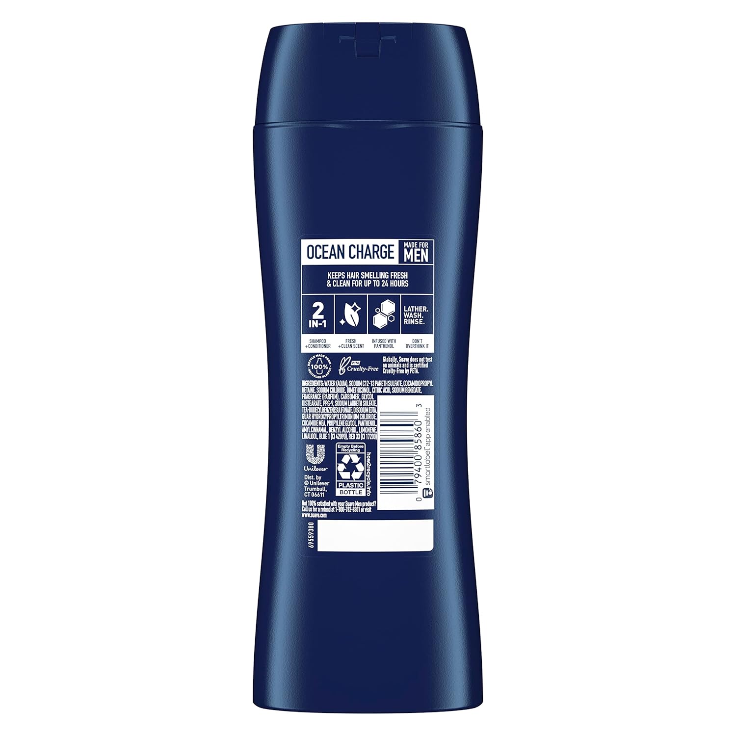 Suave Men 2 in 1 Shampoo and Conditioner Ocean Charge 12.6 Fl Oz (Pack of 6) - Image 2