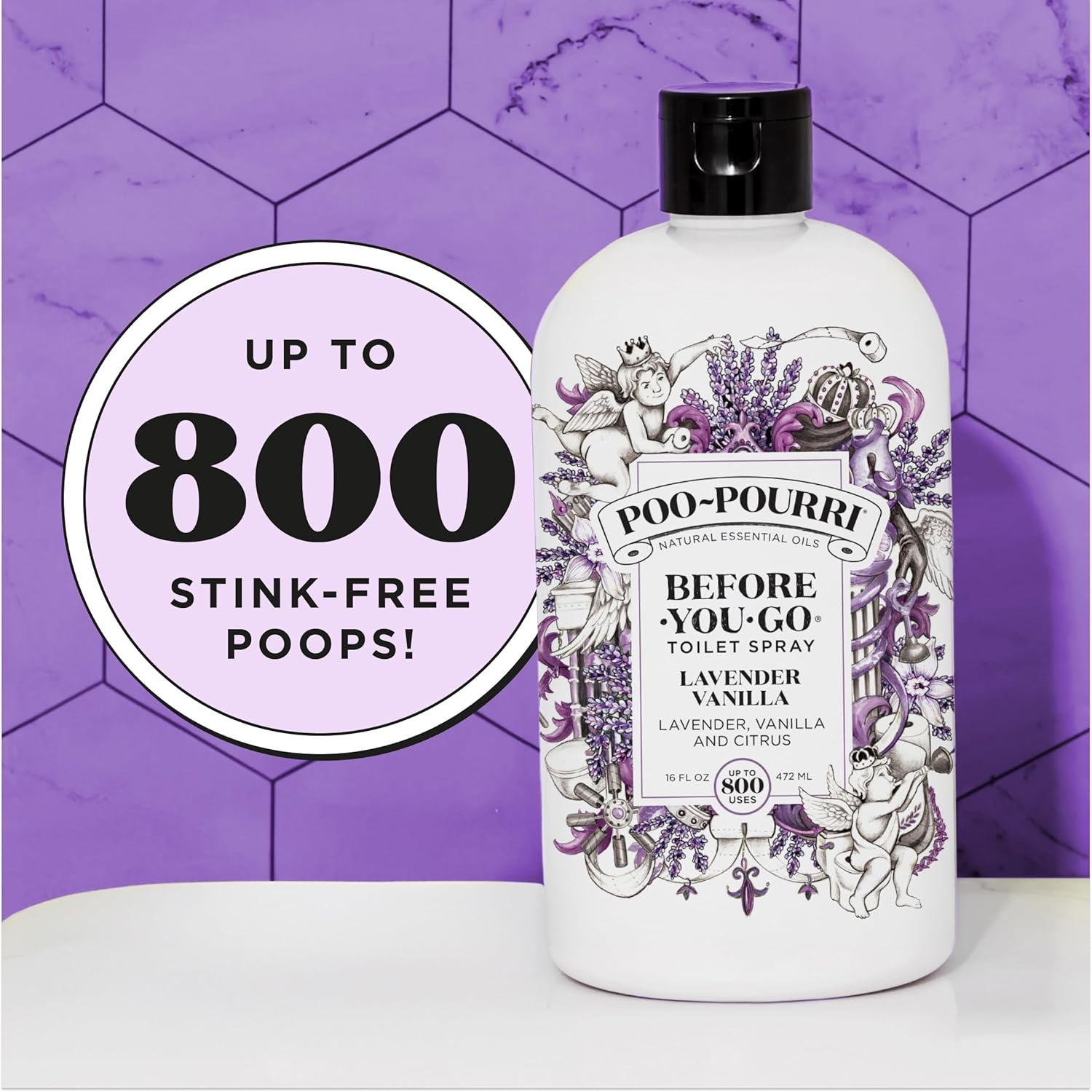 Poo-Pourri Before-You-Go Toilet Spray, Lavender Vanilla, Refill Bottle 16 Fl Oz - Lavender, Vanilla and Citrus - Image 9