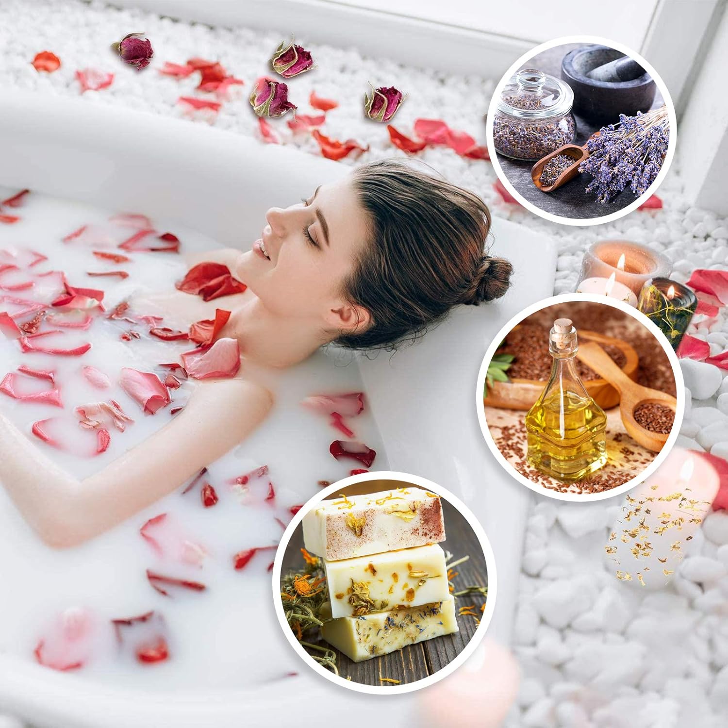 9 Bags Dried Flowers,100% Natural Dried Flowers Herbs Kit for Soap Making, DIY Candle Making,Bath - Include Rose Petals,Lavender,Don't Forget Me,Lilium,Jasmine,Rosebudsand More - Image 6