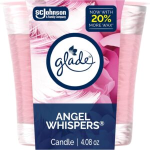 Glade 1-Wick Scented Candle Jar, Angel Whispers, Air Freshener Infused with Essential Oils, 4.08 Oz