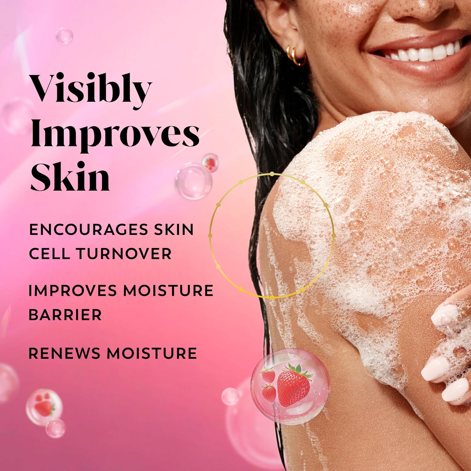 Olay Body Wash for Women, Intensely Hydrating, Pro-Hyaluronic Acid Serum Complex, Renews Moisture, Vitamin B3 Lameller Technology, For All Skin Types, Strawberry Summer Fizz Scent, 20 fl oz - Image 2